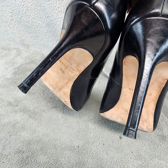 Cole Haan Shoes Womens Size 8.5 Bethany Black Leather Pointed Toe Pump Heels - Picture 8 of 13